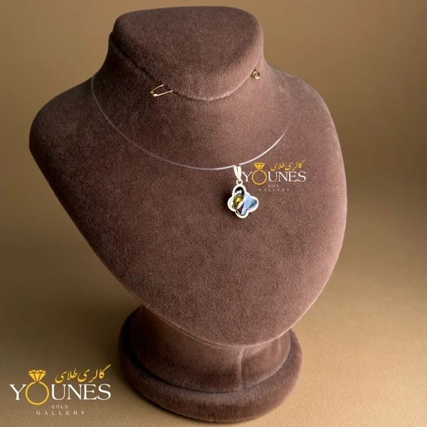 آویز طلا سواروسکی پروانه ای سیاه نارنجی بنفش